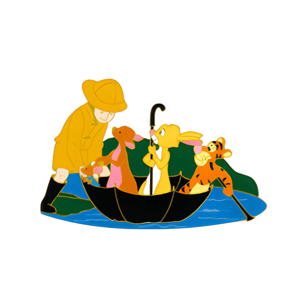Christopher Robin and Gang with Umbrella Boat Disney pin