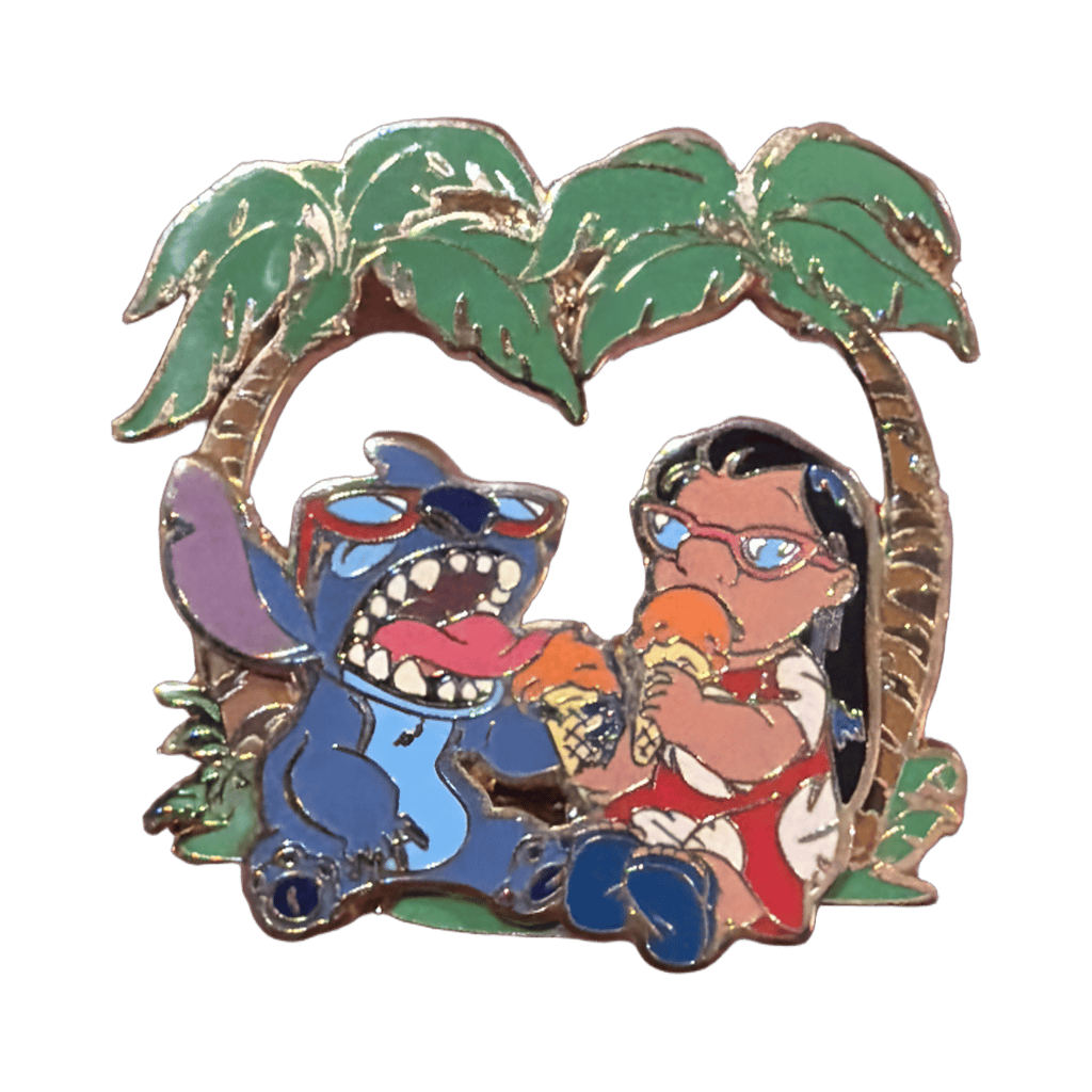 Lilo and Stitch Eating Ice Cream Under Palm Trees Disney pin