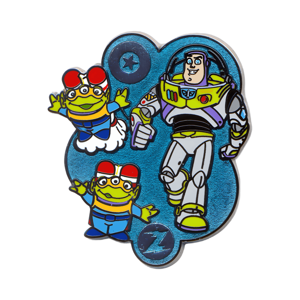 Buzz & LGMs (Aliens) flying. Disney pin