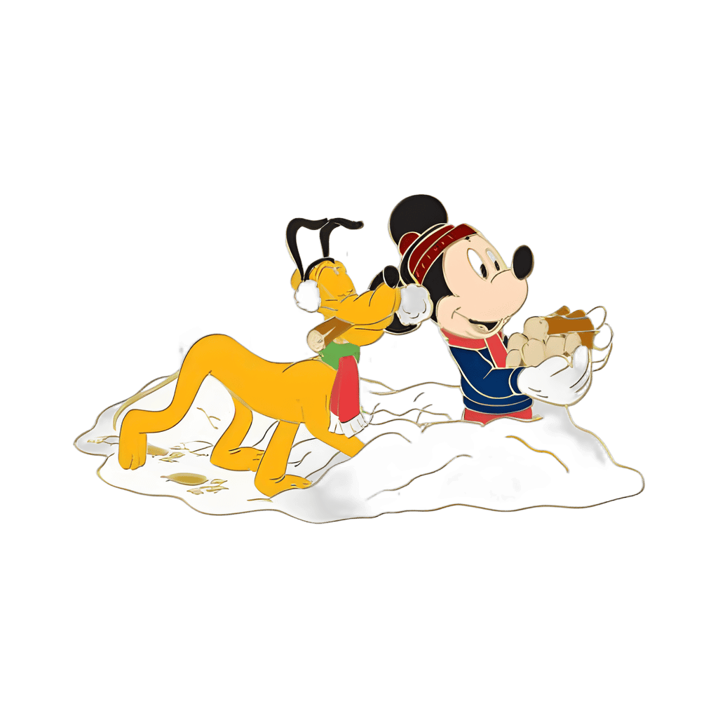 Mickey and Pluto Playing In Snow Disney pin