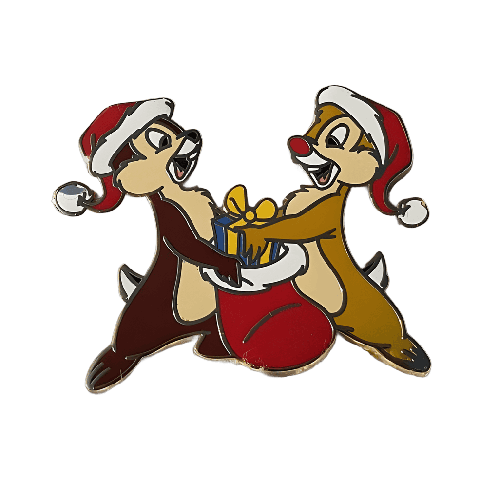 Chip and Dale with present stocking Disney pin