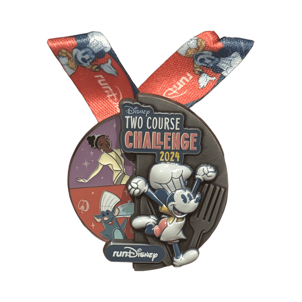 Two Course Challenge Medal Pin - Mickey, Remy, Tiana. Disney pin