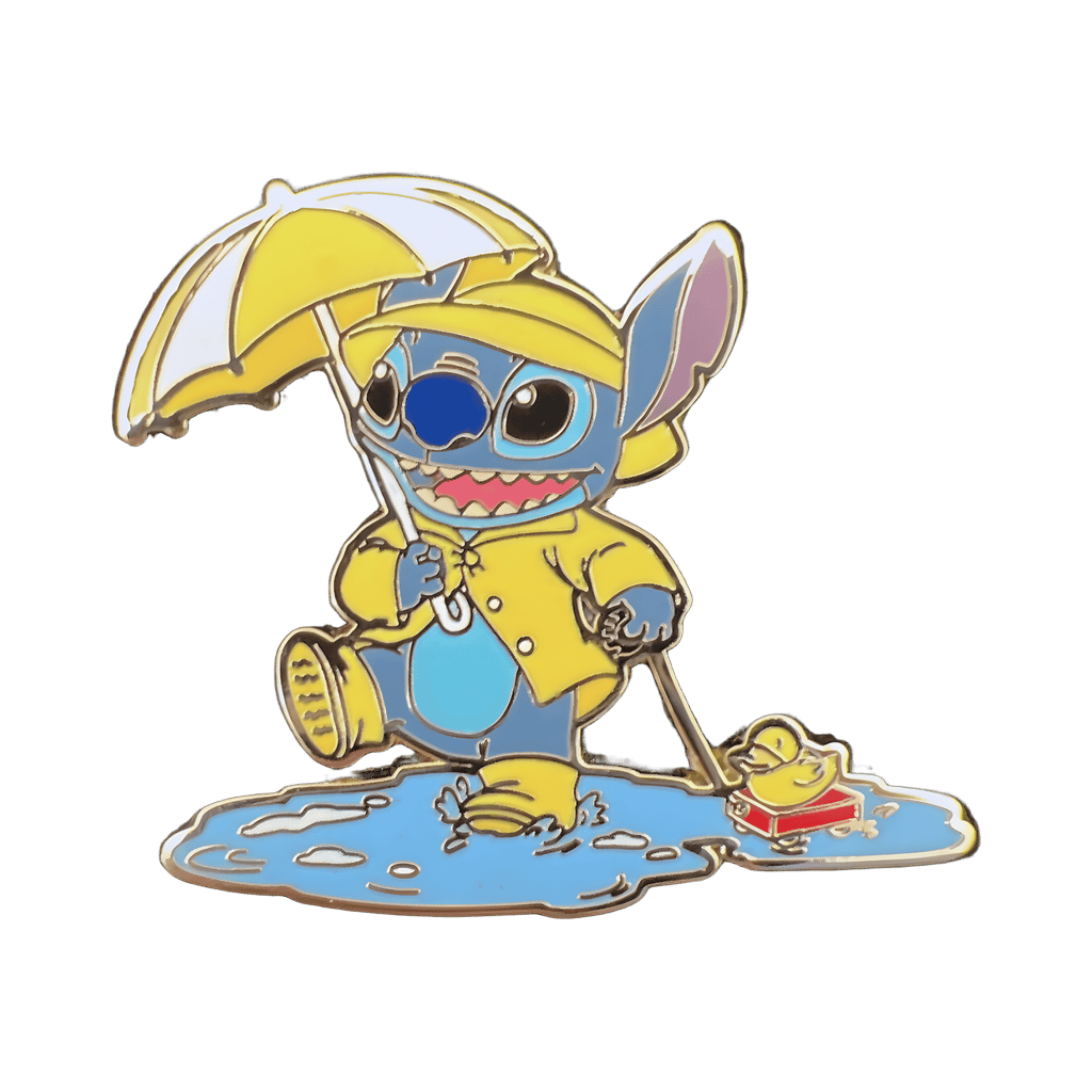 Stitch in raincoat and boots Disney pin