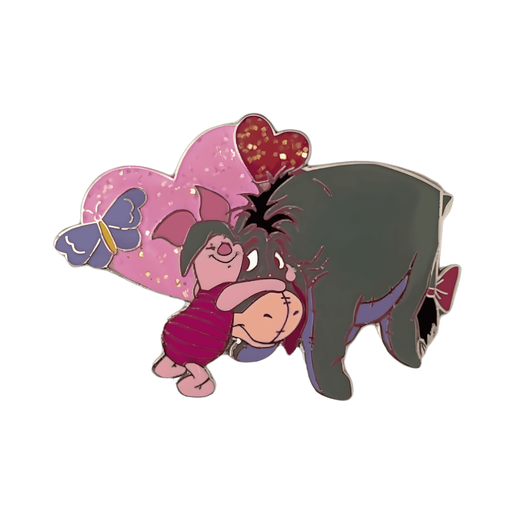 Pink Glitter Hearts - Eeyore and Piglet Disney pin