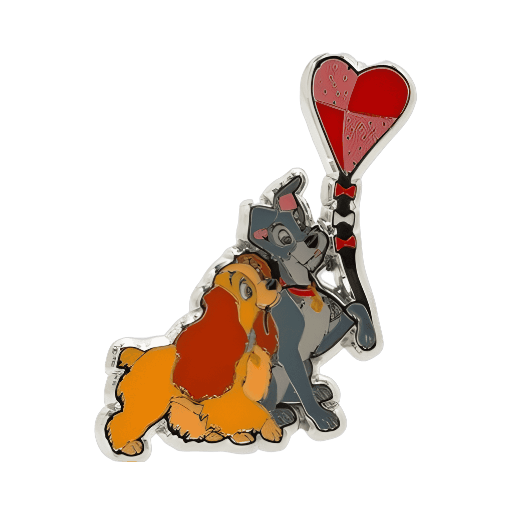 Lady and Tramp with Pink and Red Heart Kite Disney pin