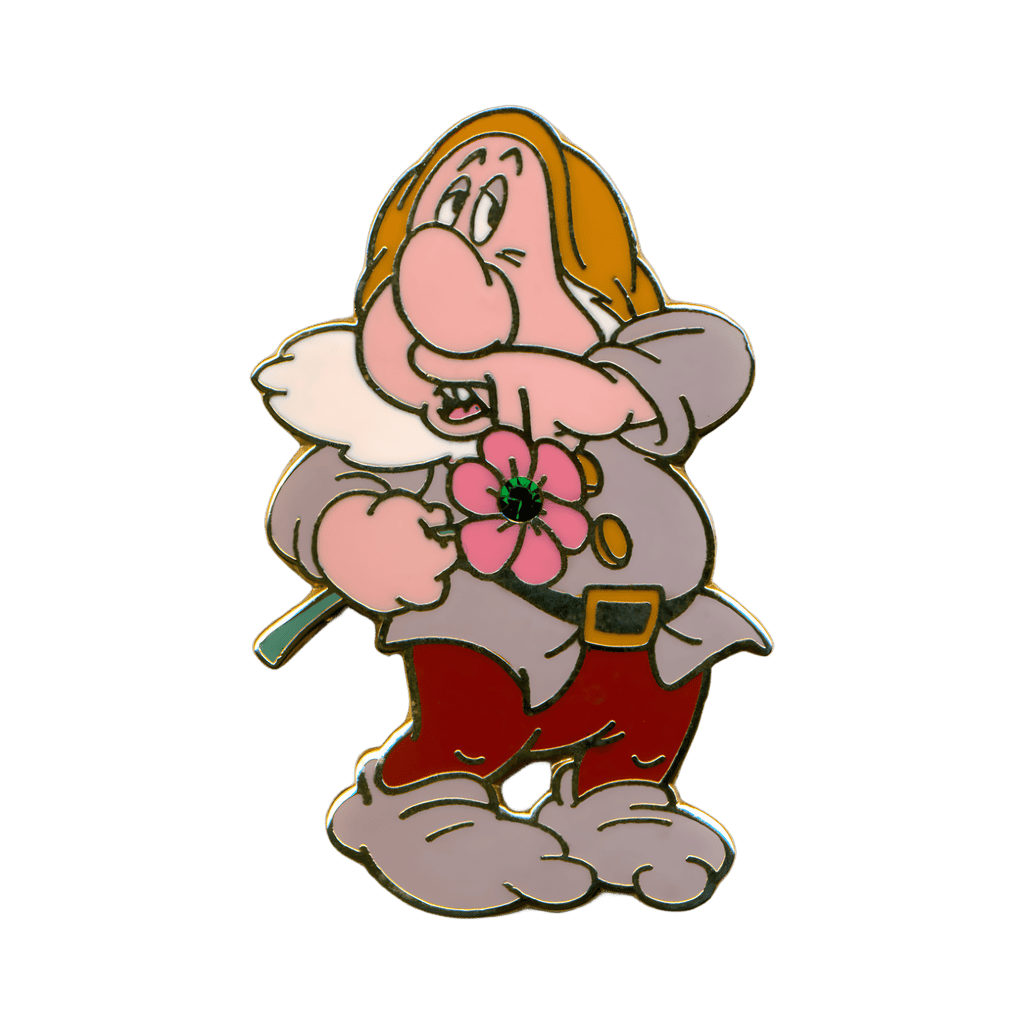 Sneezy Holding a Pink Flower Disney pin
