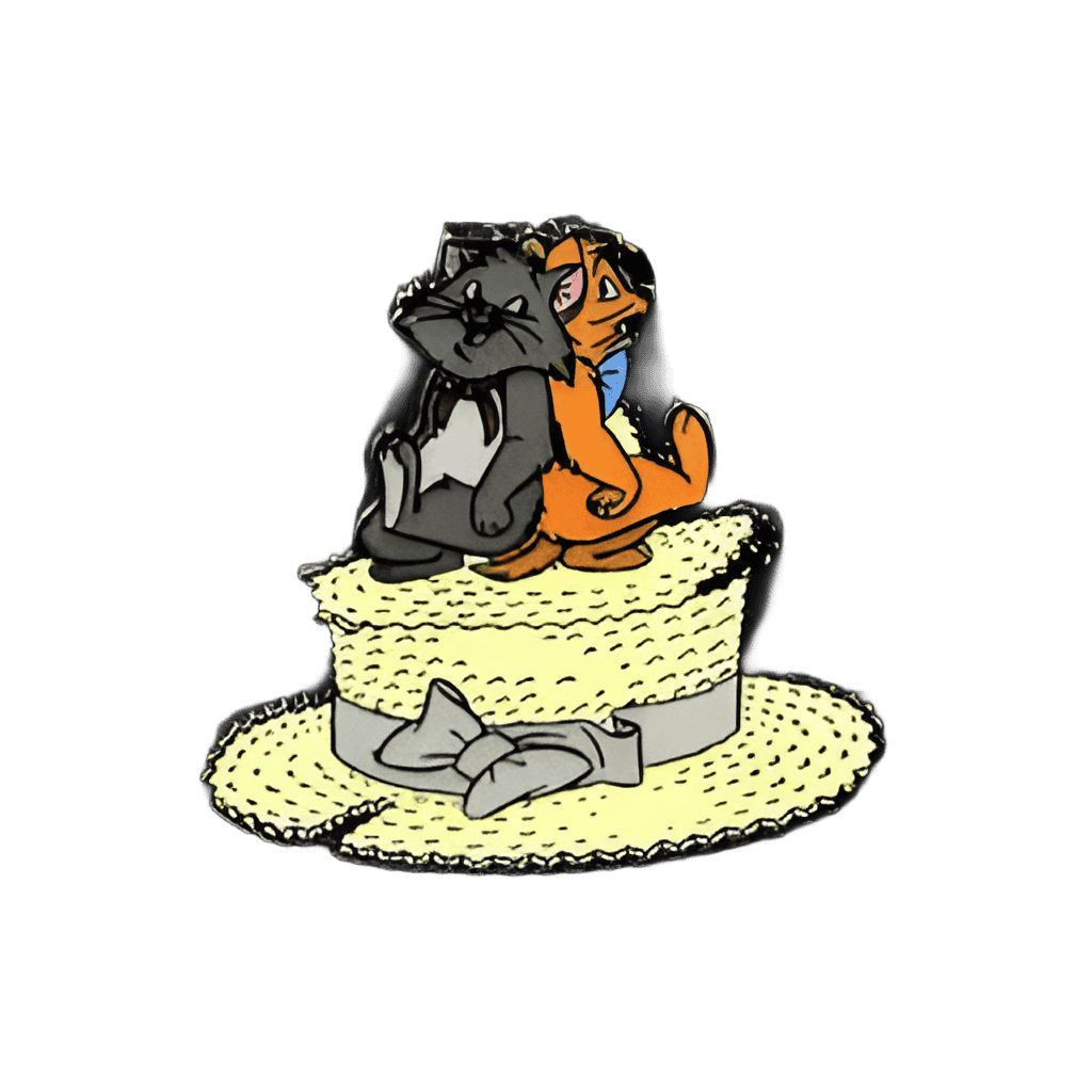 Berlioz and Toulouse dancing on straw hat (grey ribbon) Disney pin