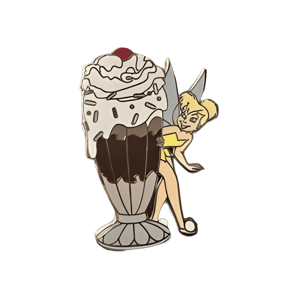 Tinker Bell behind Sundae Disney pin