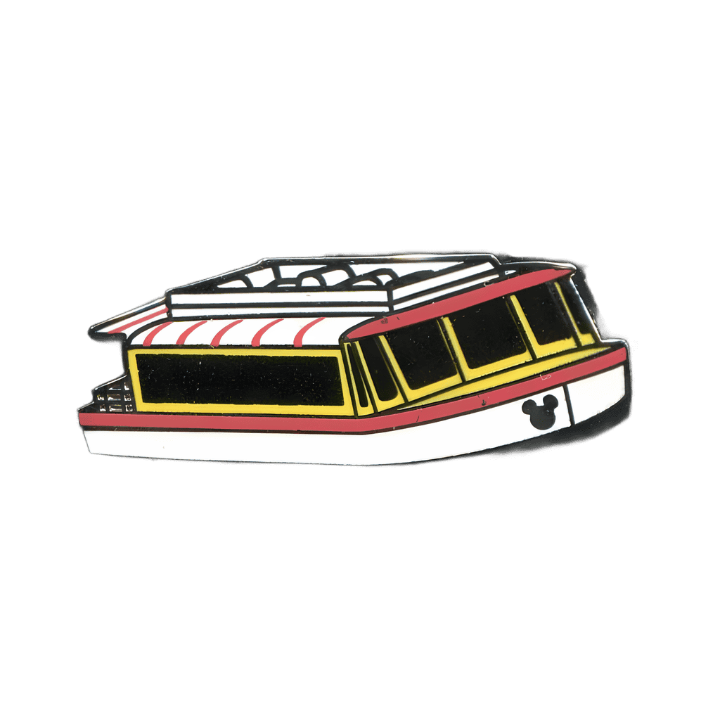 White with yellow and orange trim boat Disney pin