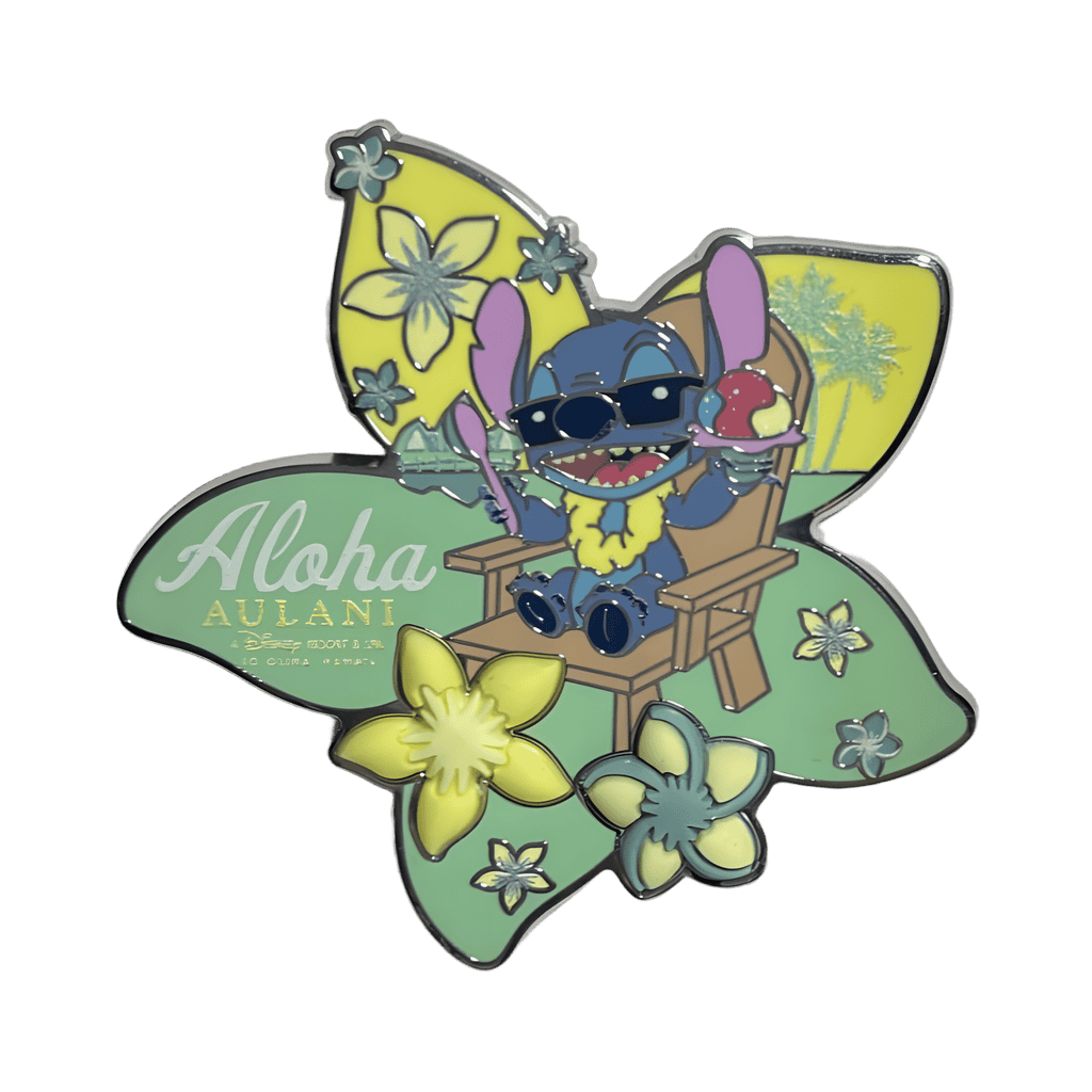 Stitch lounging with shaved ice Disney pin