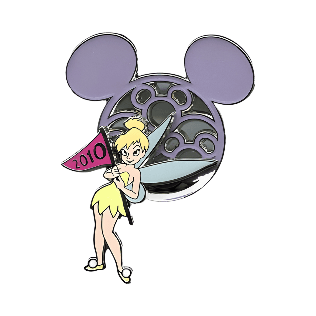 Tinker Bell with 2010 Flag and Purple Mickey Icon 2 pin set Disney pin
