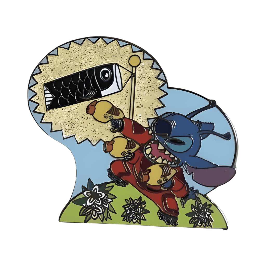 Stitch with Flagpole Disney pin